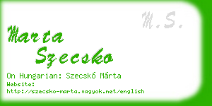 marta szecsko business card